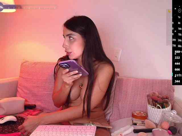 Sallyeleins (24, Hispanic Cam Girl) performing deepthroat.